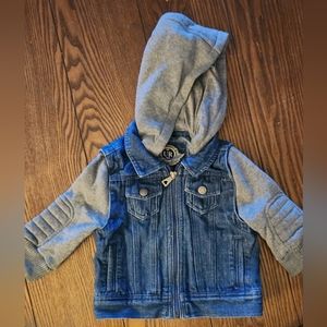 Urban Republic, 18 Months, and Jean Jacket with Gray hood and sleeves.
